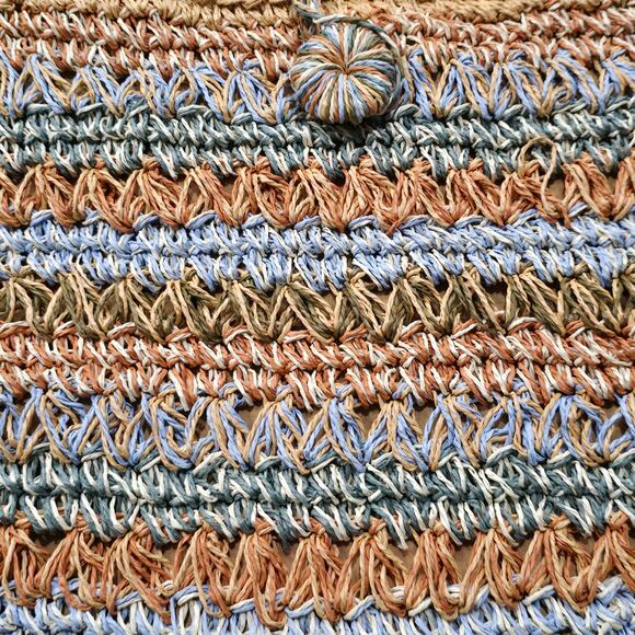 Sun 'N' Sand Straw Woven Shoulder Bag Zip Closure Multi Color Purse - Picture 2 of 7